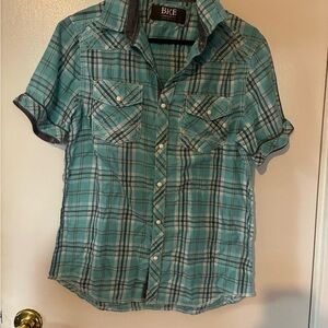 BKE Teal Plaid Shirt